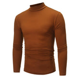 Cotton High-necked Long-sleeved T-shirt Autumn Winter Mens Thin Thermal T-shirt Men's Half-collar Bottoming Slim Warm