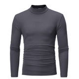 Cotton High-necked Long-sleeved T-shirt Autumn Winter Mens Thin Thermal T-shirt Men's Half-collar Bottoming Slim Warm