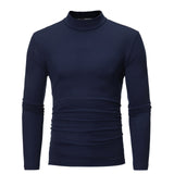 Cotton High-necked Long-sleeved T-shirt Autumn Winter Mens Thin Thermal T-shirt Men's Half-collar Bottoming Slim Warm