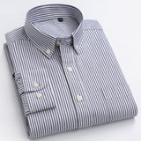 Men's Standard-Fit Long-Sleeve Casual Checked Shirt Single Patch Pocket Button-down Collar Comfortable 100% Cotton Gingham Shirt