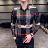 Luxury Print Men's Shirt Fashion Club Clothing Mens Designer Brand Floral Shirt Slim Long Sleeve Camisa Baroque Slim Party Shirt