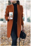 Casual Fashion All Match Women's Coats And Jackets Autumn And Winter New Solid Color Stand Up Collar Ladies Woolen Coat