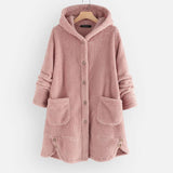 Fashion Fluffy Coats Women's Windbreakers Winter Casual Long Sleeve Parka Female Button Outwears Hooded Jackets