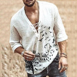 Nukty Men's Casual Blouse Cotton Linen Shirt Loose Tops Half Sleeve Tee Shirt Spring Summer Casual Handsome Men Shirt