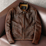 New Men Leather  Jacket  Swallow Tailed Vintage Motorcycle Top Cowhide Coat  Male Biker Clothing