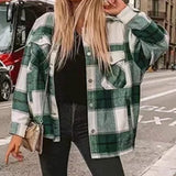 Winter Checked Women Jacket Turn Down Overcoat Warm Plaid Long Coats Thick Woolen Blends Female Streetwear Jackets Trench G1912