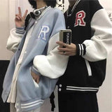 College Style Baseball Uniform Jacket Women Spring Autumn Korean Student Casual Coat Loose Harajuku BF Couple Outfit Jacket