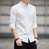 new men's long-sleeved shirt men's oxford casual shirt slim Korean version of solid color shirt button up shirt men