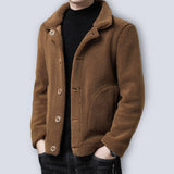 Winter New Faux Fur Woolen Coat Men Turn Down Collar Button Black Brown Casual Jacket Outwear Thickening Plus Size Overcoat