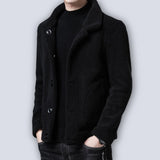 Winter New Faux Fur Woolen Coat Men Turn Down Collar Button Black Brown Casual Jacket Outwear Thickening Plus Size Overcoat