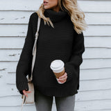 Women Pullover Turtle Neck Autumn Winter Clothes Warm Knitted Oversized Turtleneck Sweater For Women's Green Tops Woman