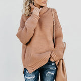 Women Pullover Turtle Neck Autumn Winter Clothes Warm Knitted Oversized Turtleneck Sweater For Women's Green Tops Woman