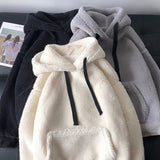 plush lamb wool women's hooded winter white tide all-match coat lazy wind jacket women