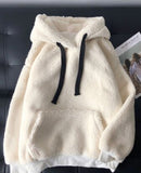 plush lamb wool women's hooded winter white tide all-match coat lazy wind jacket women