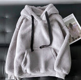 plush lamb wool women's hooded winter white tide all-match coat lazy wind jacket women