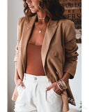 Mandylandy Casual Loose Tailored Coat Women Long Sleeve Solid Color Small Suit Blazers Autumn Business Coat Suit Jackets Outwear