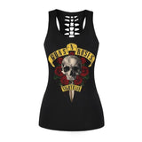 Nukty Vintage Skull Printed Women Fitness Tank Tops Gothic Punk Style O Neck Sleeveless Tee Tight Vest Tops Female Sporting Clothing