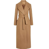 New Winter Women Simple Cashmere Maxi Long design Coat Female Woolen Outerwear